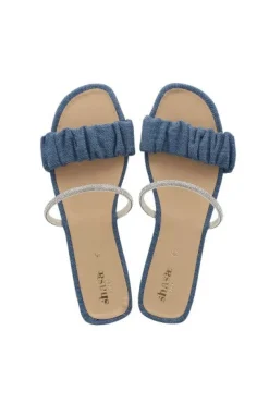 Sandalia Pala Tira Rugosa Brillos