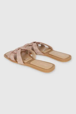 Sandalia Plana Entrelazada Brillos