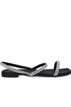 Sandalia plana tiras brillos