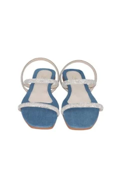 Sandalia plana tiras brillos