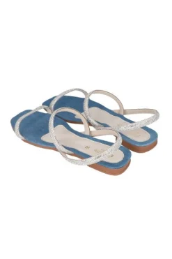 Sandalia plana tiras brillos