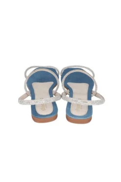 Sandalia plana tiras brillos