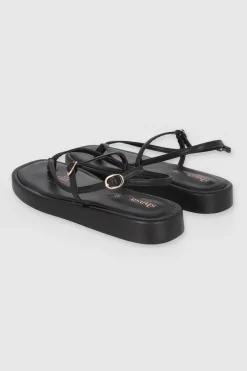 Sandalia plataforma tiras delgadas pata de gallo