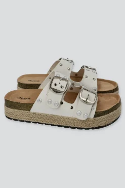 Sandalia plataforma yute dos tiras studs