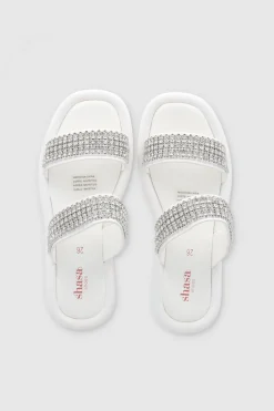 Sandalia Suela Ancha Dos Tiras Brillos Grandes