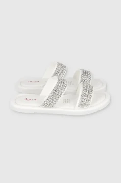 Sandalia Suela Ancha Dos Tiras Brillos Grandes