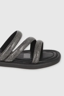 Sandalia Suela Ancha Tira Gruesas Brillos