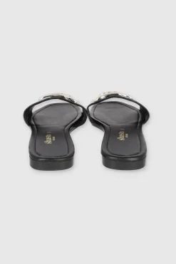 Sandalia tira ancha aplicación hebilla cuadrada