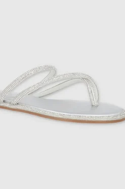 Sandalia tira brillos grueso dedu cruzado