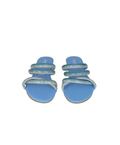 Sandalia tira trenzada brillos