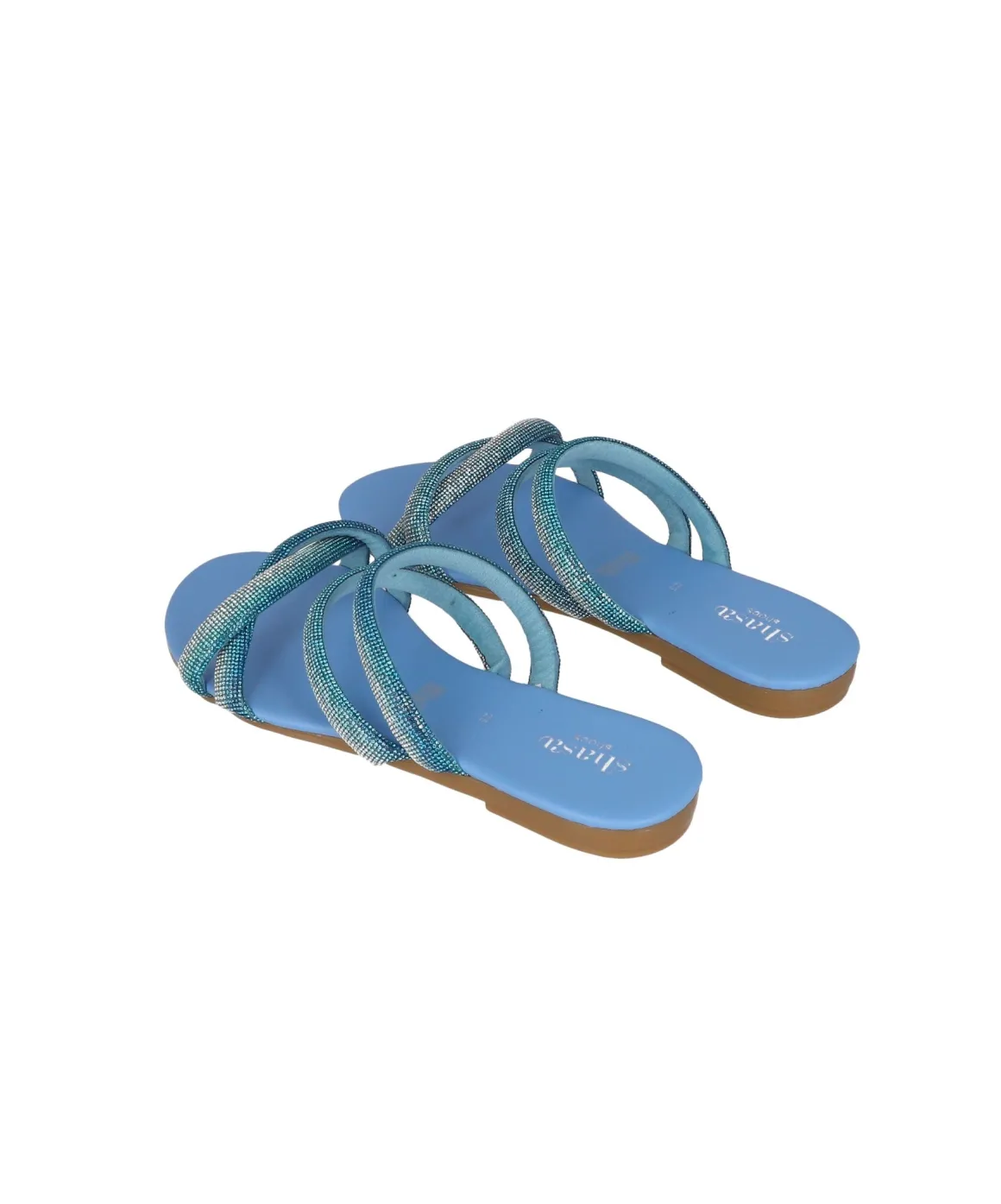 Sandalia tira trenzada brillos