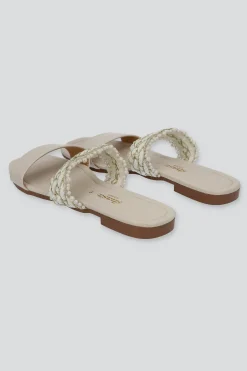 Sandalia tira trenzada brillos