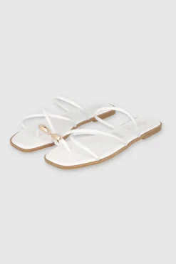 Sandalia Tiras Aplicación Metal Dedo