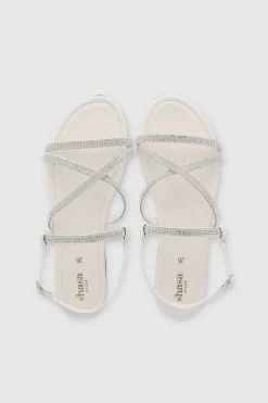 Sandalia Tiras Brillos Cruzadas