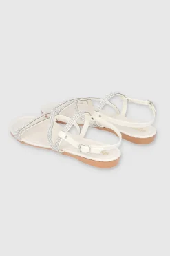 Sandalia Tiras Brillos Cruzadas