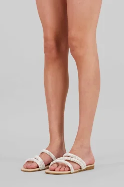 Sandalia tiras diagonal brillos