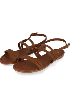 Sandalia tiras efecto piel pulsera