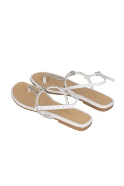 Sandalia Tiras Nudo Brillos