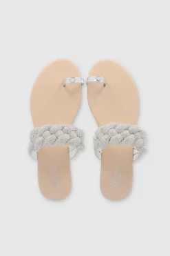 Sandalia Trenza Anillo Dedo Brillos