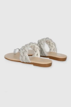 Sandalia Trenza Anillo Dedo Brillos