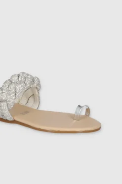 Sandalia Trenza Anillo Dedo Brillos