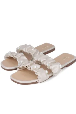Sandalias Pala 2 Tiras Rugosas Perlas