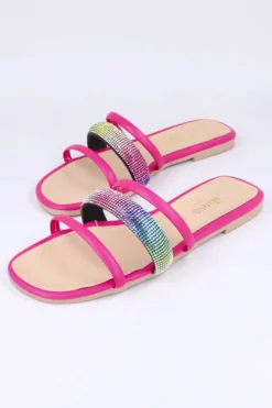 Sandalias triple tira brillos