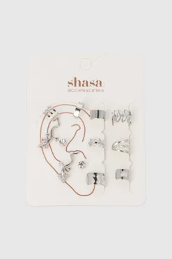 Set 10 earcuff hojas corazón