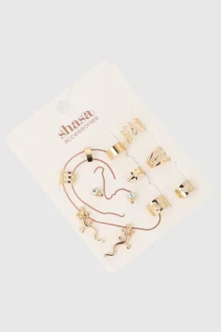 Set 10 earcuff hojas corazón