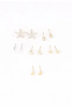Set 6 pares aretes estrella