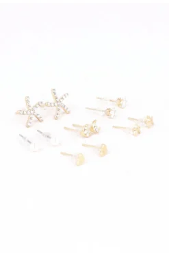 Set 6 pares aretes estrella