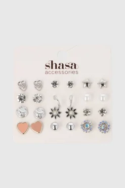 Set 12 Piezas Aretes Concha Mix