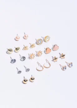 Set 12 Piezas Aretes Concha Mix