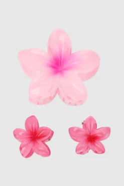 Set 3 pinzas flor color