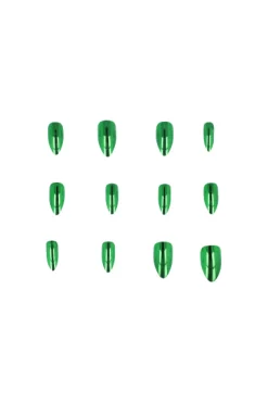 Set 12 uñas almendradas metálicas