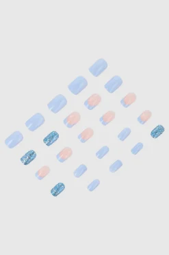 Set 24 uñas copo de nieve