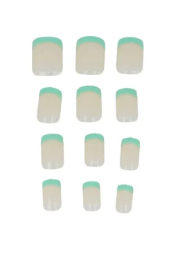 Set 12 uñas cuadradas francesas