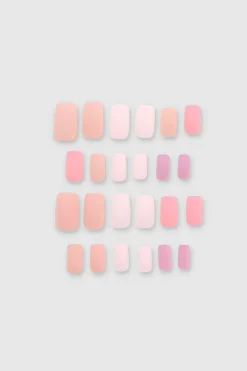 Set 24 Uñas Cuadradas Mate Multicolor