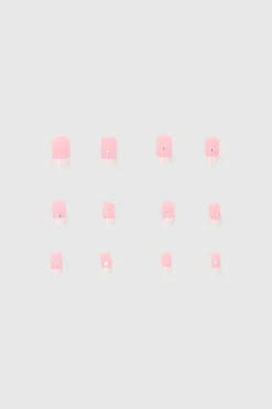 Set 12 uñas french brillo