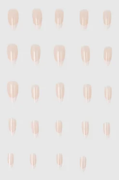 Set 24 uñas mani frances cromado