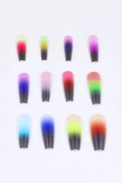 Set 12 uñas postizas degradado multicolor