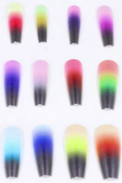 Set 12 uñas postizas degradado multicolor