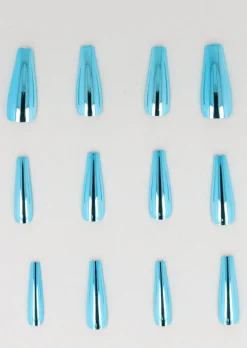 Set 12 Uñas Postizas Efecto Metálico