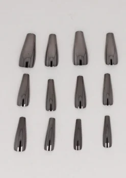 Set 12 Uñas Postizas Efecto Metálico
