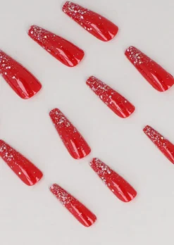 Set 12 Uñas Postizas Efecto Brillo Glitter