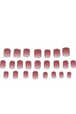 Set 24 uñas postizas francés brillo