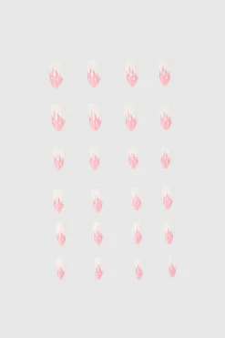 Set 24 uñas postizas fuego brillos