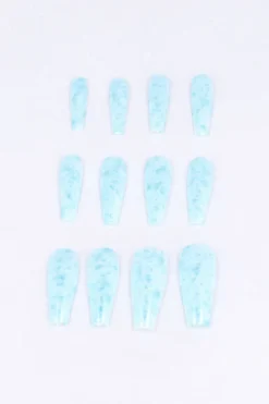 Set 12 Uñas Postizas Largas Manchas