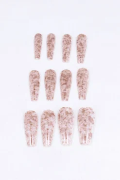 Set 12 Uñas Postizas Largas Manchas