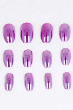 Set 12 uñas redondas iridiscentes